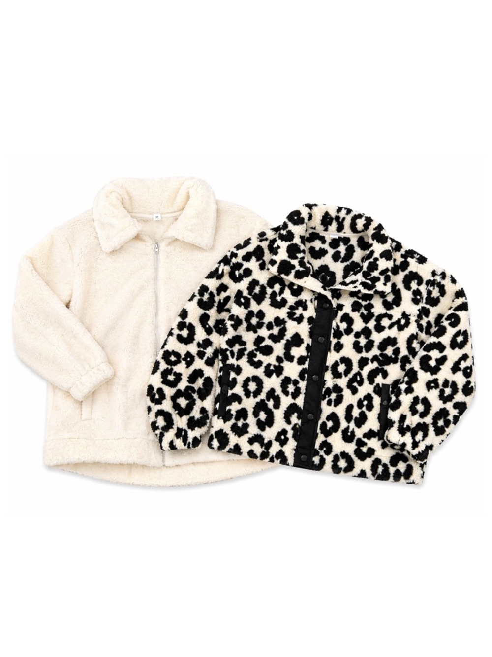 Old Navy Women’s Large Sherpa Jacket Bundle Leopard Cream Teddy Fleece